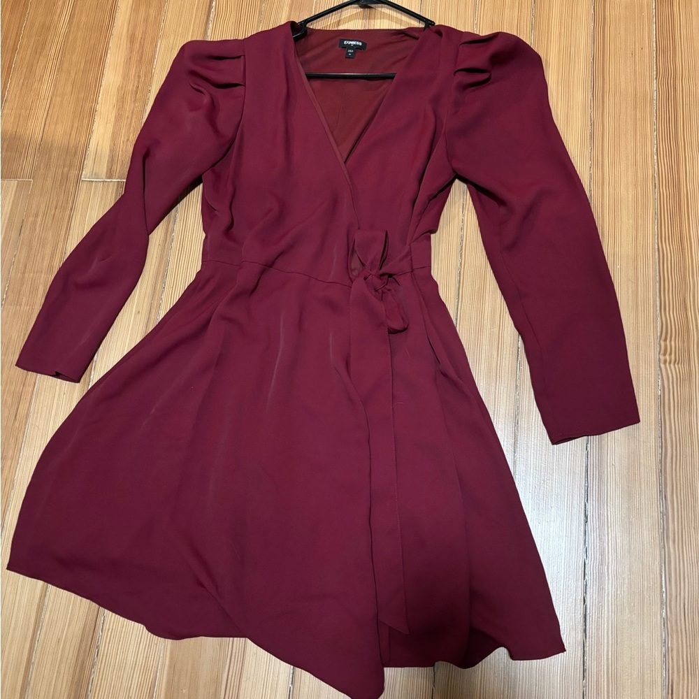 Express Deep Red Long Sleeve Dress